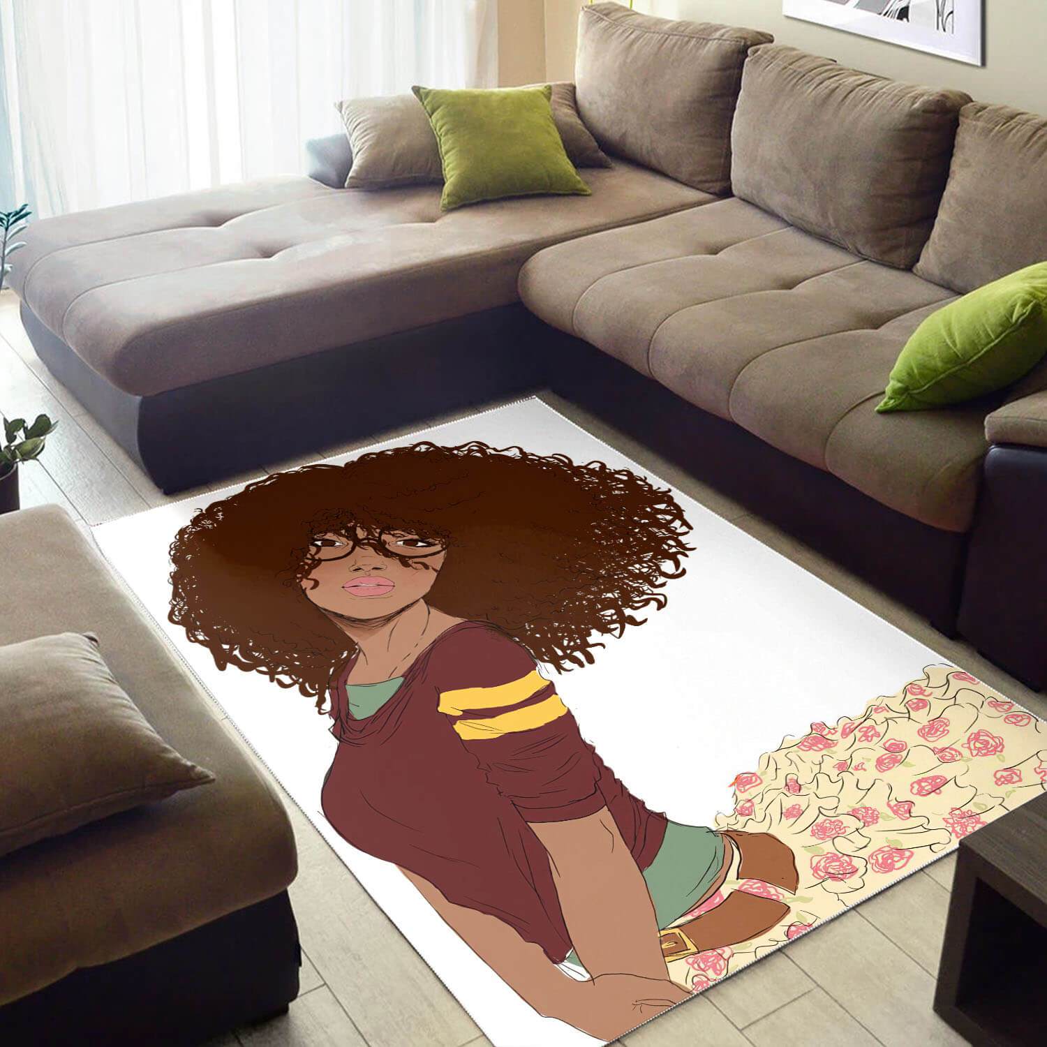 Afrocentric Pretty Lady African Carpet Home Rectangle Rug