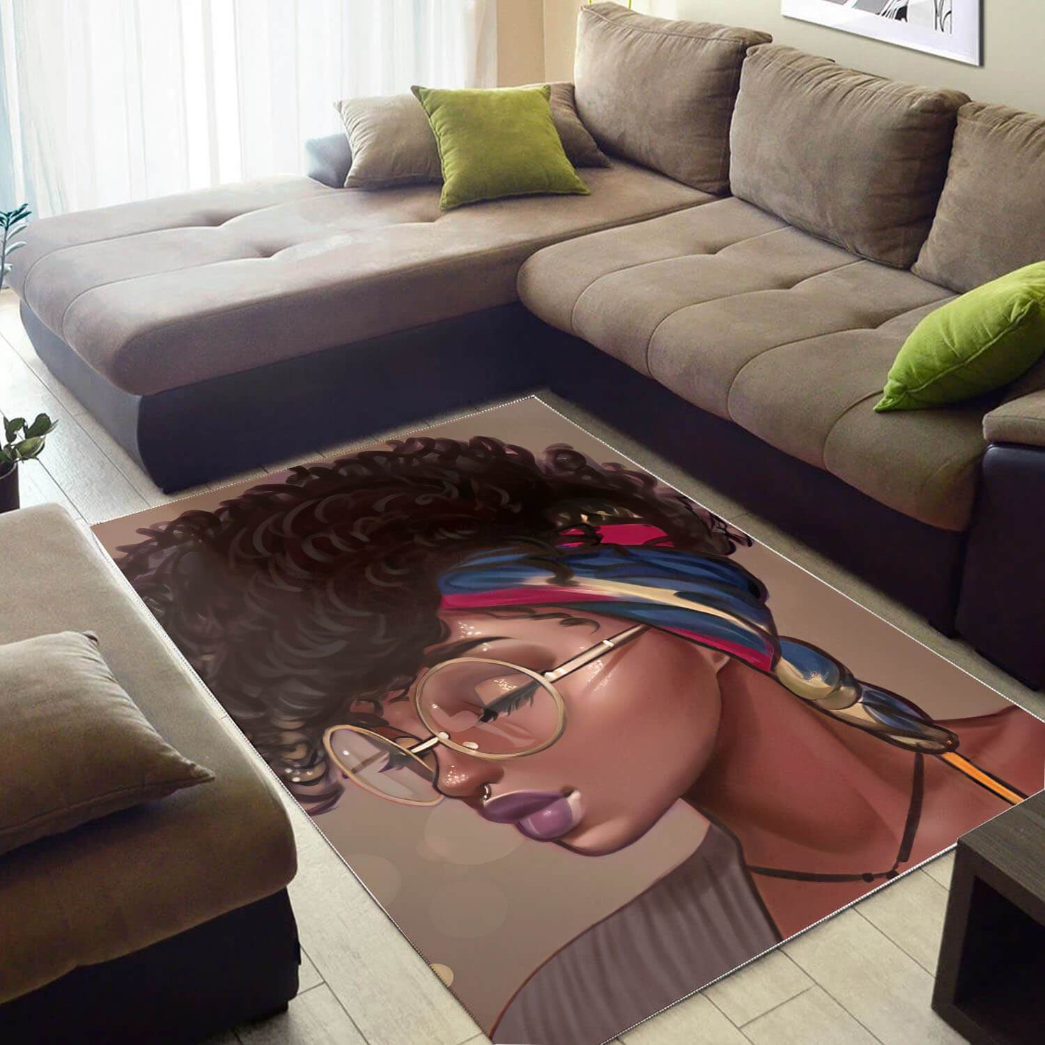 Afrocentric Pretty Lady African Print Carpet Themed Rooms Ideas Rectangle Rug