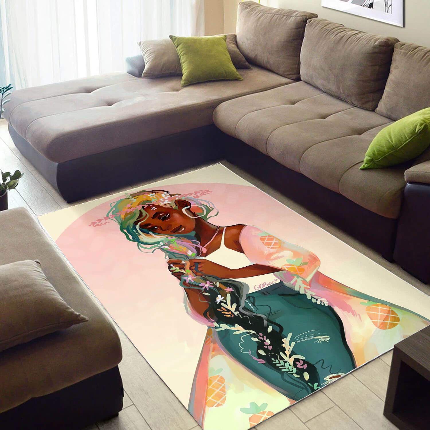 Afrocentric Pretty Melanin Afro Girl African American Carpet Themed Decorating Ideas Rectangle Rug