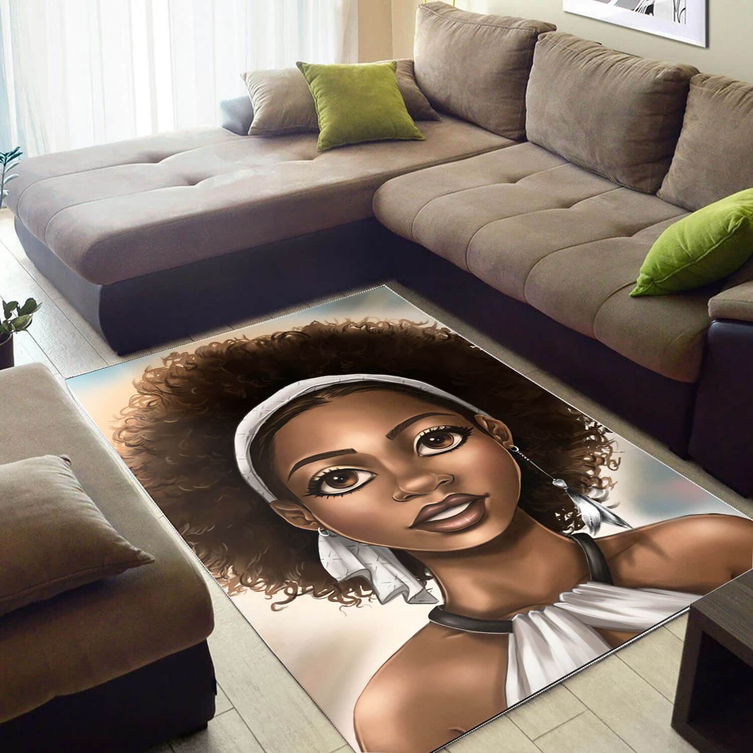 Afrocentric Pretty Melanin Black Girl African American Carpet Themed Home Rectangle Rug