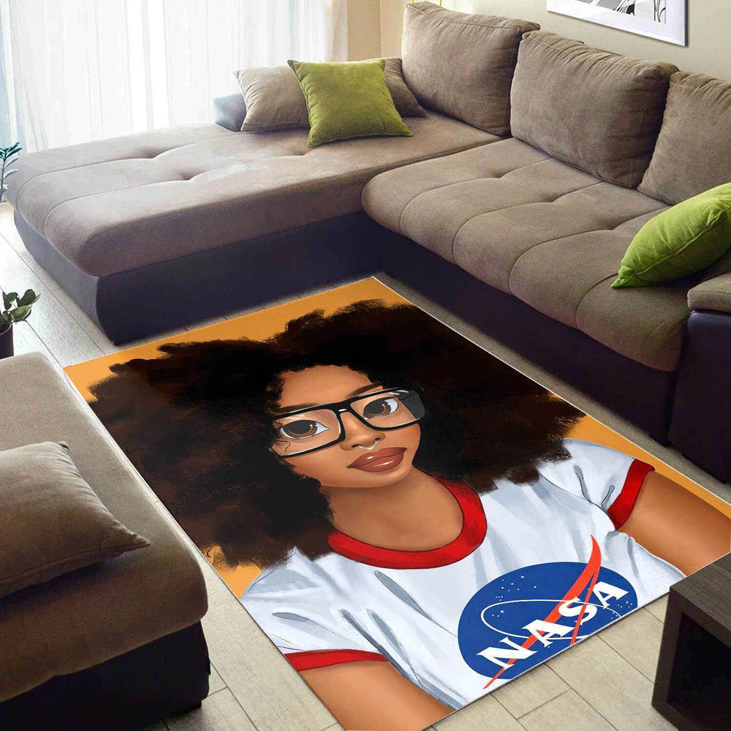 Afrocentric Pretty Melanin Poppin Girl African American Carpet Home Rectangle Rug