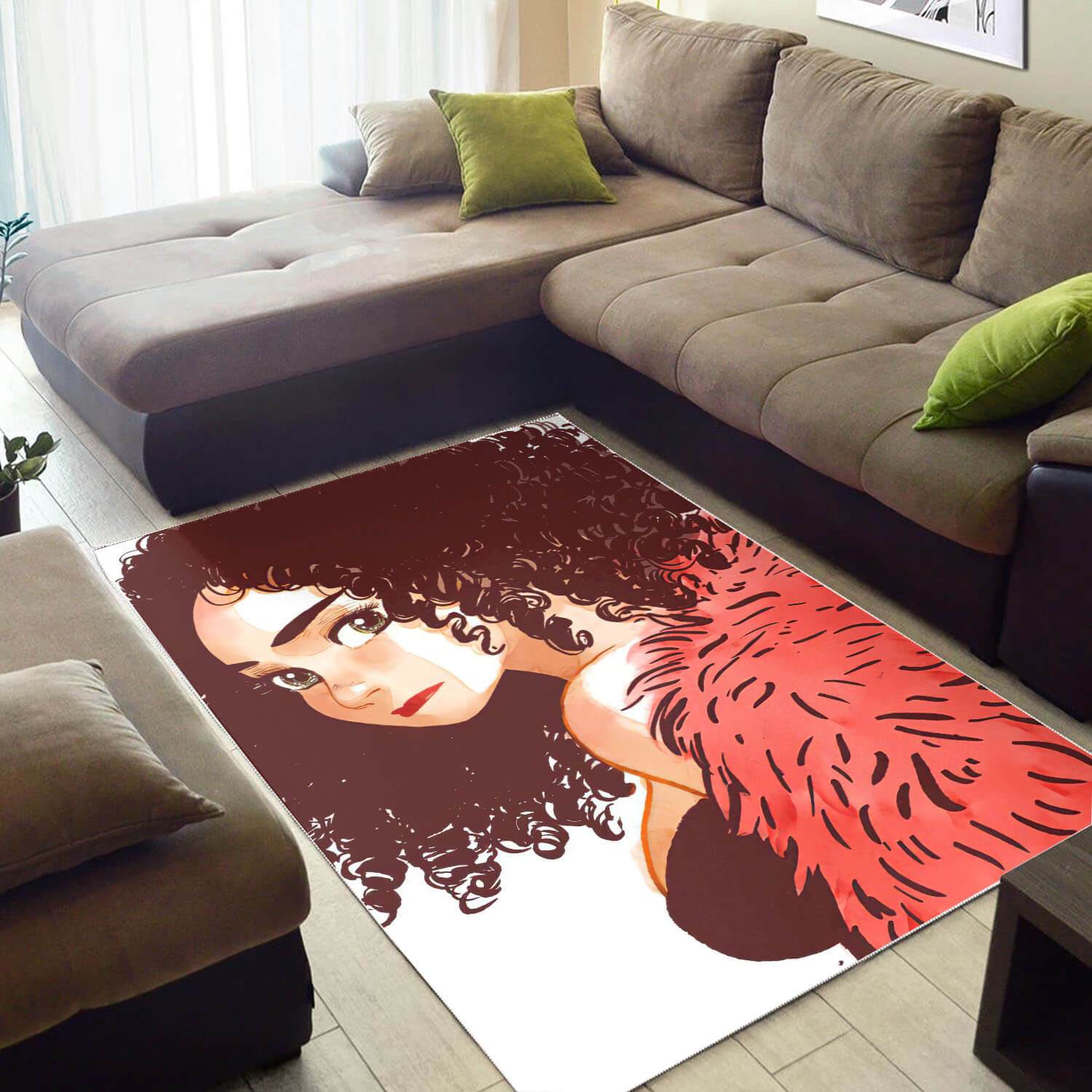 Afrocentric Pretty Melanin Poppin Girl African Design Floor Themed Rectangle Rug