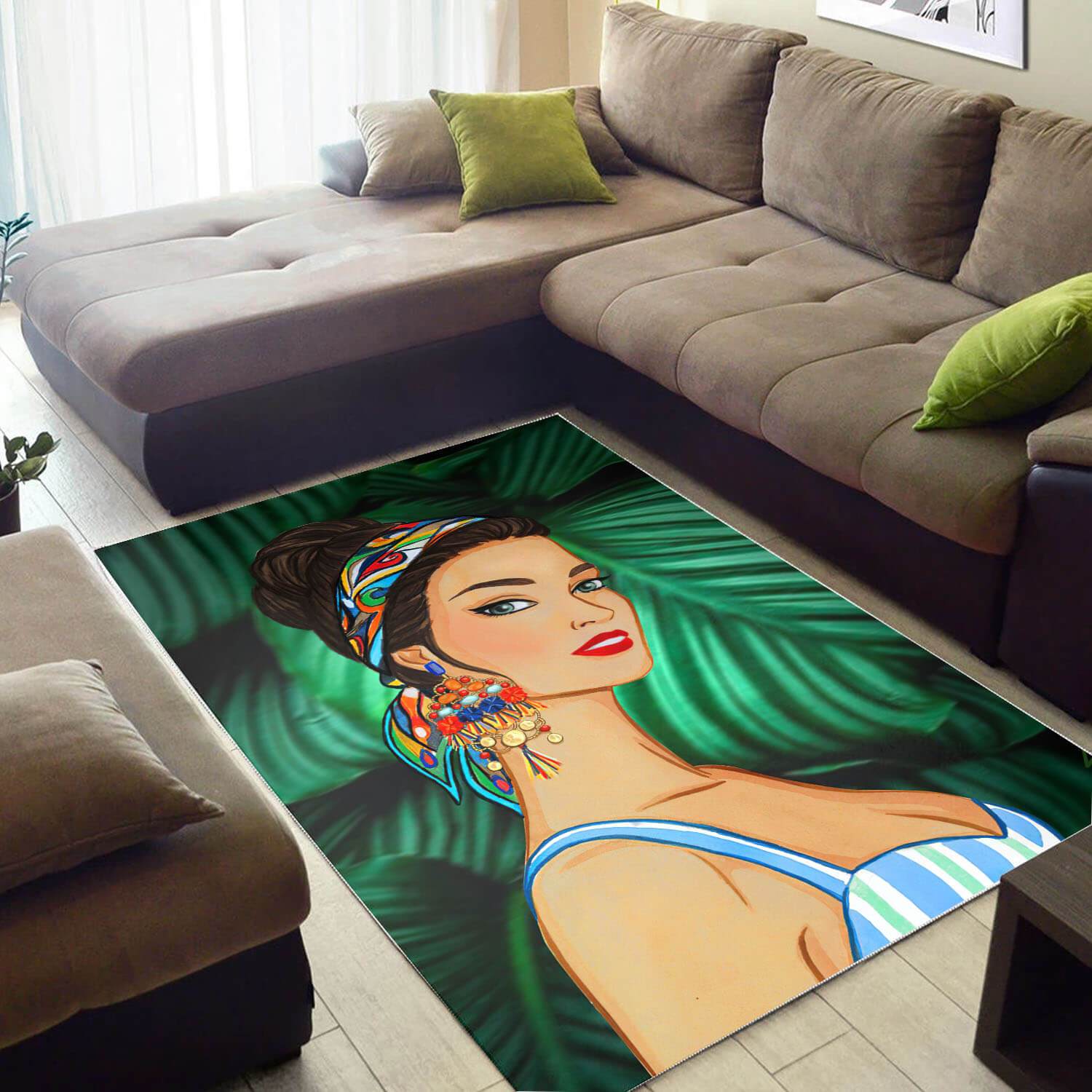Afrocentric Pretty Melanin Poppin Girl African Themed Modern Rectangle Rug