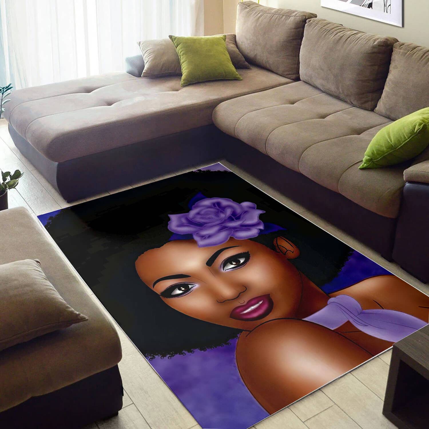 Afrocentric Pretty Melanin Woman African Carpet Room Rectangle Rug
