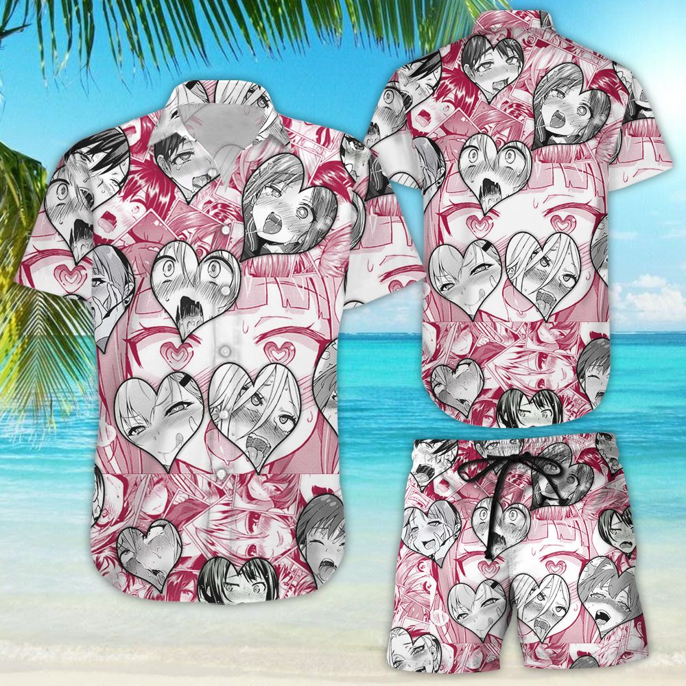 Ahegao-Hawaii Shirt 3D All Over Printedanime Ahegao Manga