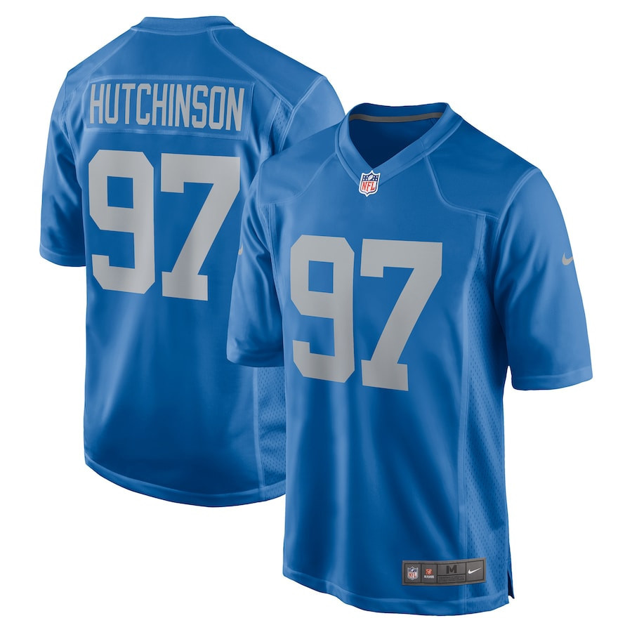Aidan Hutchinson 97 Detroit Lions 2022 Draft First Round Pick Alternate Game Stitched Jersey In Blue