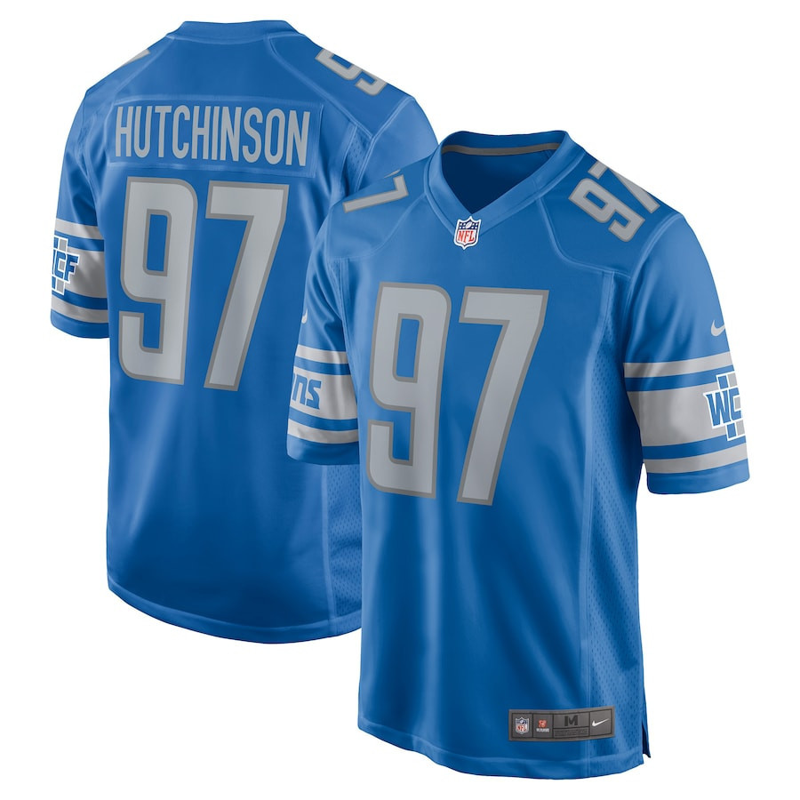 Aidan Hutchinson 97 Detroit Lions 2022 Draft First Round Pick Game Stitched Jersey In Blue