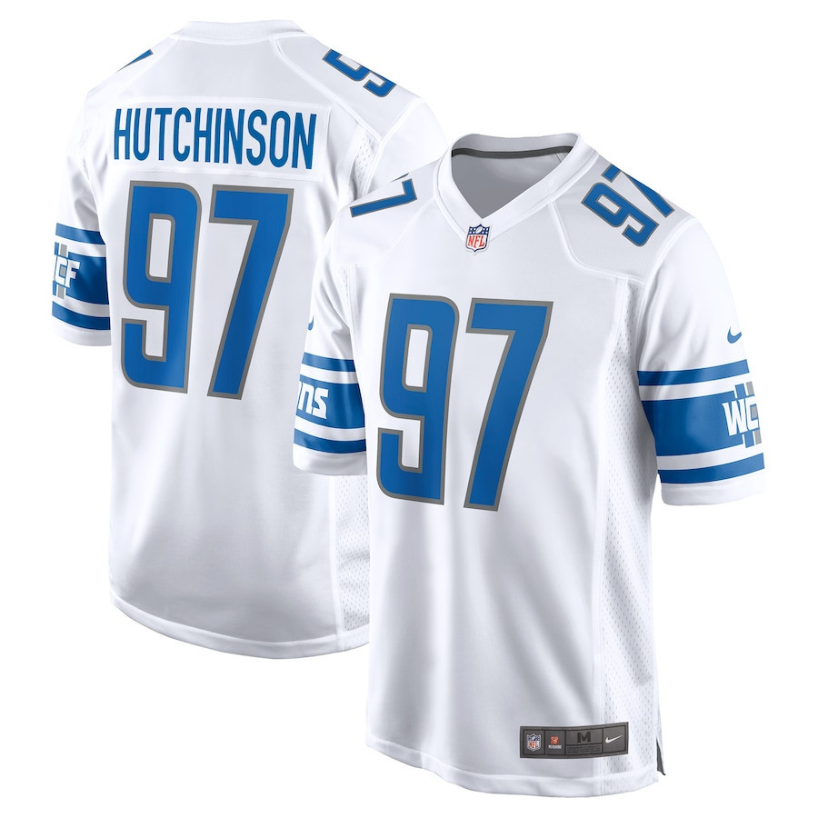 Aidan Hutchinson 97 Detroit Lions 2022 Draft First Round Pick Game Stitched Jersey In White