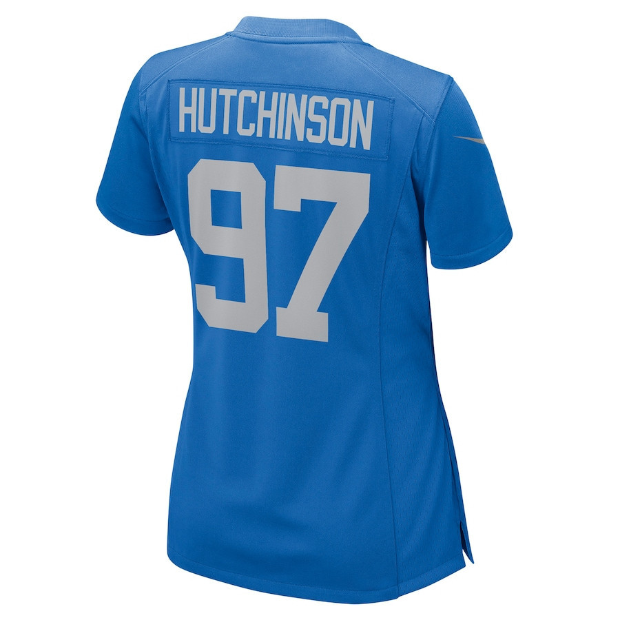 Aidan Hutchinson 97 Detroit Lions Women’s 2022 Draft First Round Pick Game Stitched Jersey In Blue With Stripe Pattern