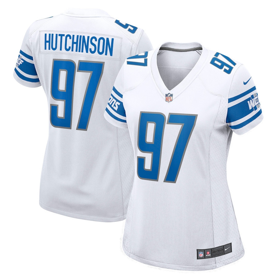 Aidan Hutchinson 97 Detroit Lions Women’s 2022 Draft First Round Pick Game Stitched Jersey In White