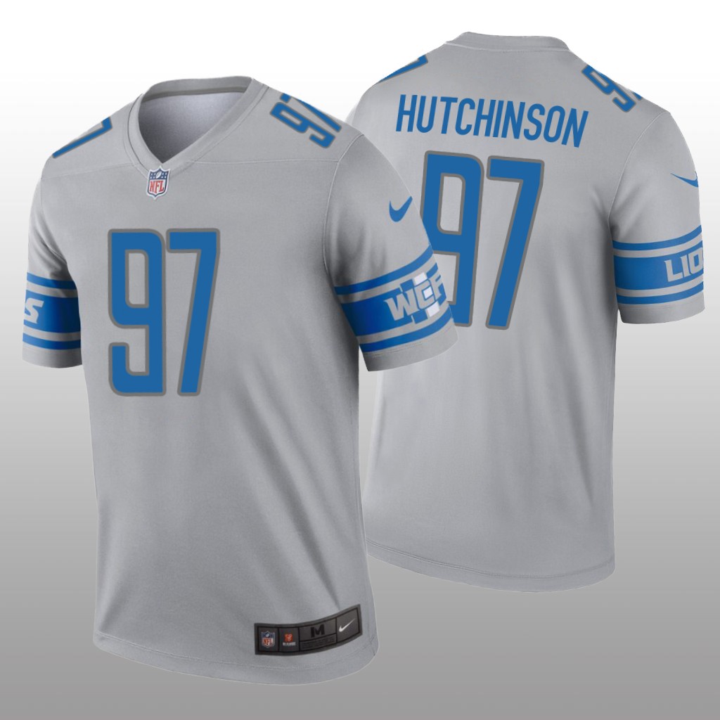 Aidan Hutchinson Detroit Lions Gray Jersey Inverted Legend – Men’s