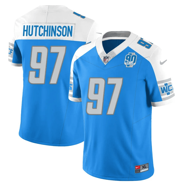 Aidan Hutchinson Men’s Detroit Lions 90th Year Patch Vapor Alternate Jersey - All Stitched 