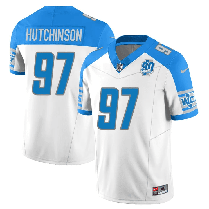 Aidan Hutchinson Men’s Detroit Lions 90th Year Patch Vapor Inverted Jersey - All Stitched 