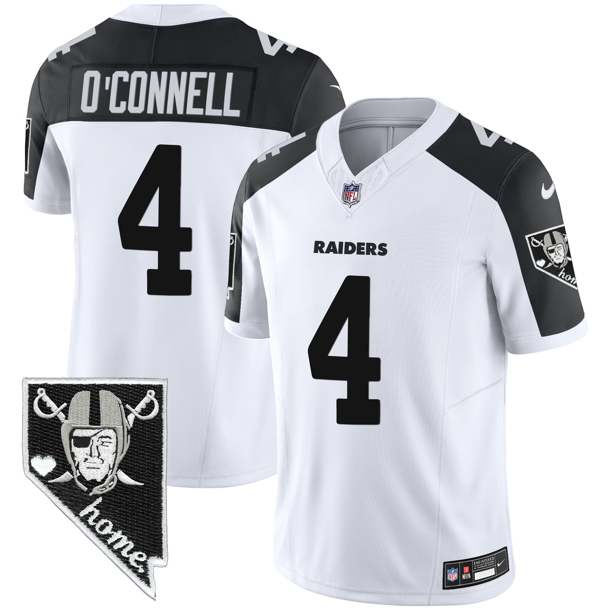 Aidan O'Connell Men's Las Vegas Raiders Nevada Home Patch Vapor Inverted Jersey - All Stitched 