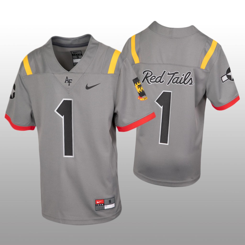 Air Force Falcons #1 Red Tails Untouchable Gray Jersey