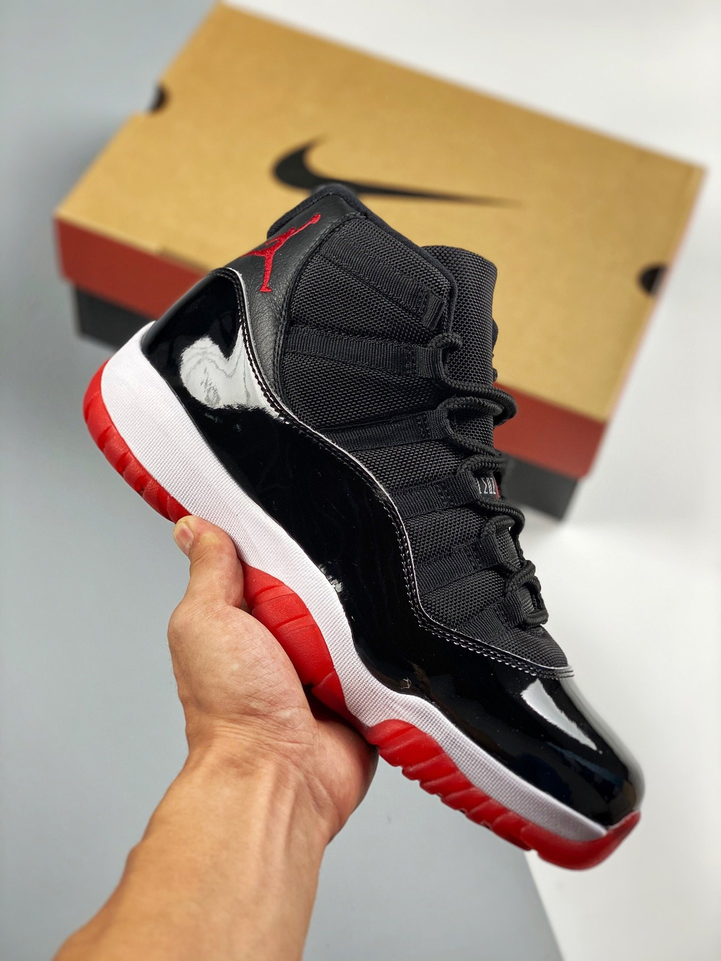 Air Jordan 11 ‘Bred 2019’ Black/White-Varsity Red For Sale