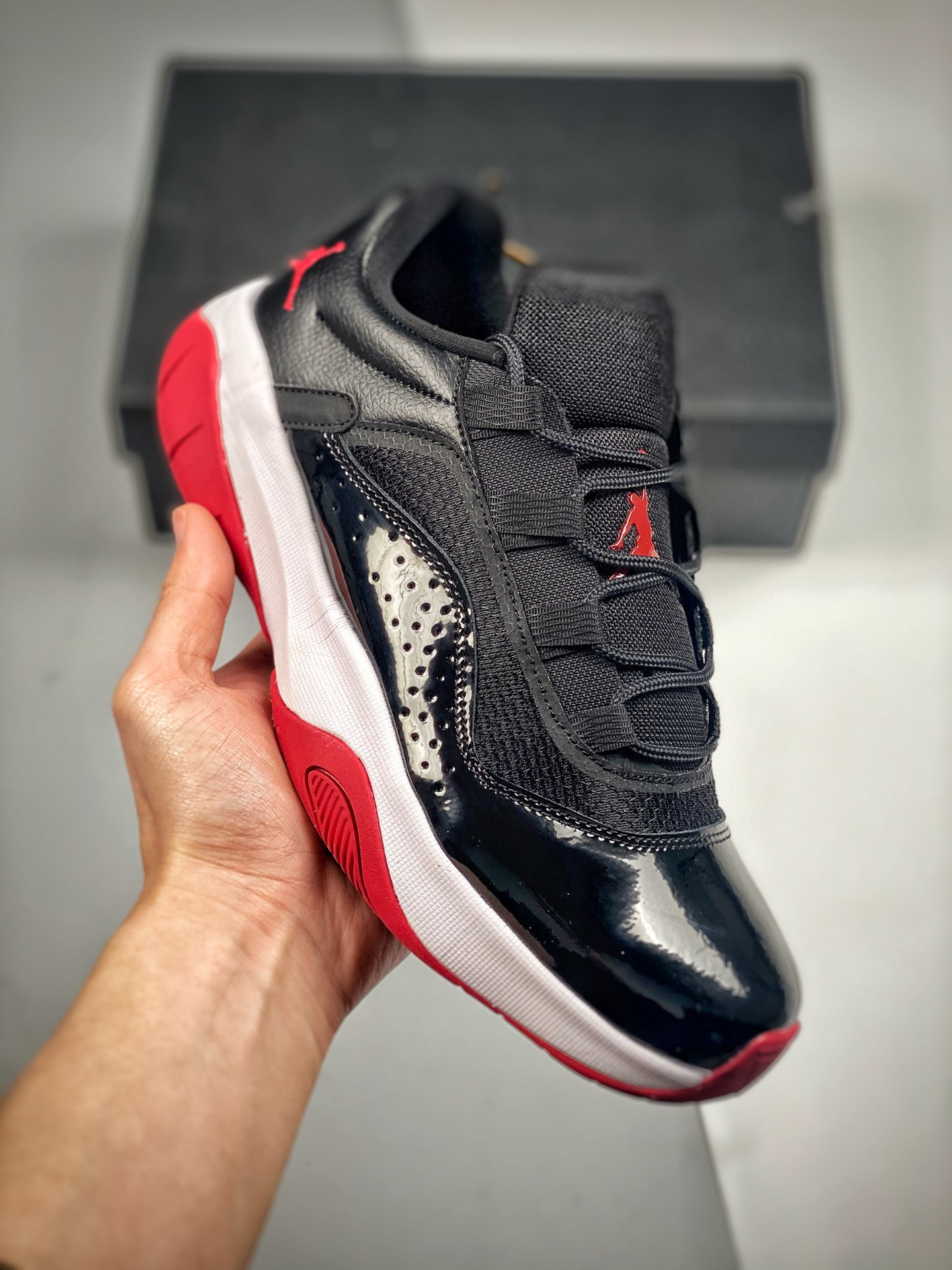 Air Jordan 11 CMFT Low ‘Bred’ Black/White-Gym Red For Sale