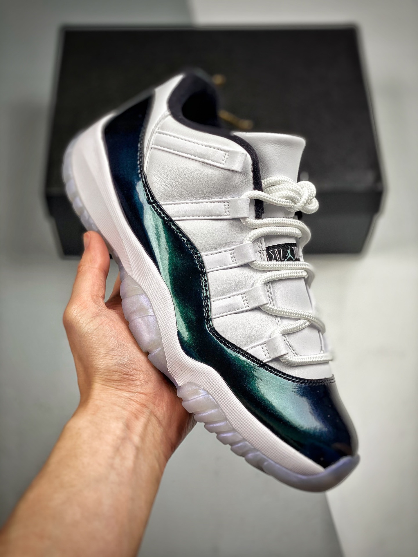Air Jordan 11 Low “Easter” White/Emerald Rise-Black For Sale
