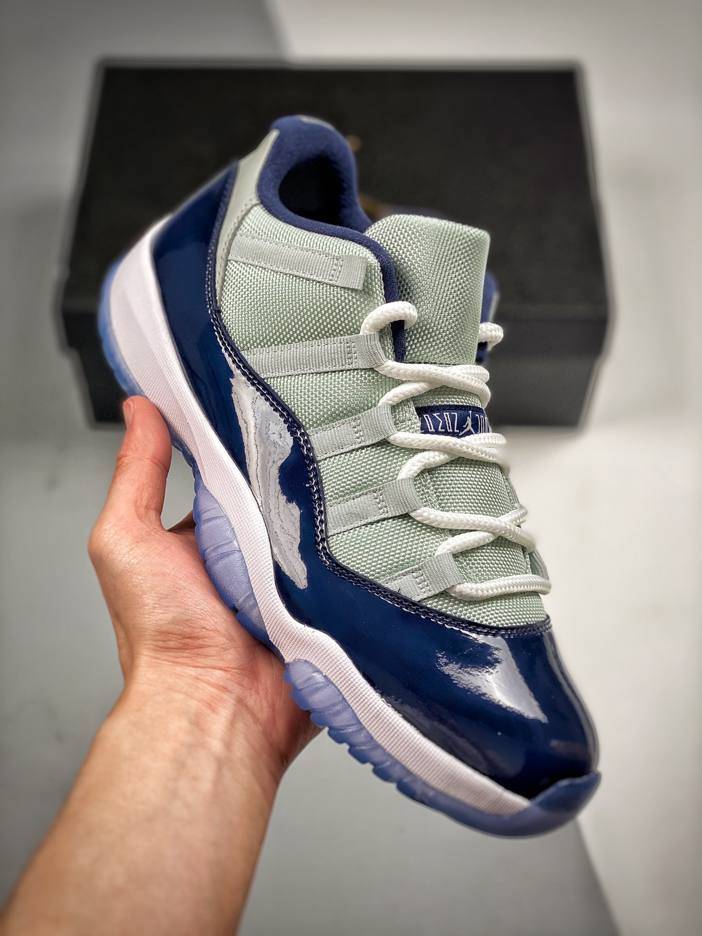 Air Jordan 11 Low “Georgetown” Grey Mist/White-Midnight Navy For Sale