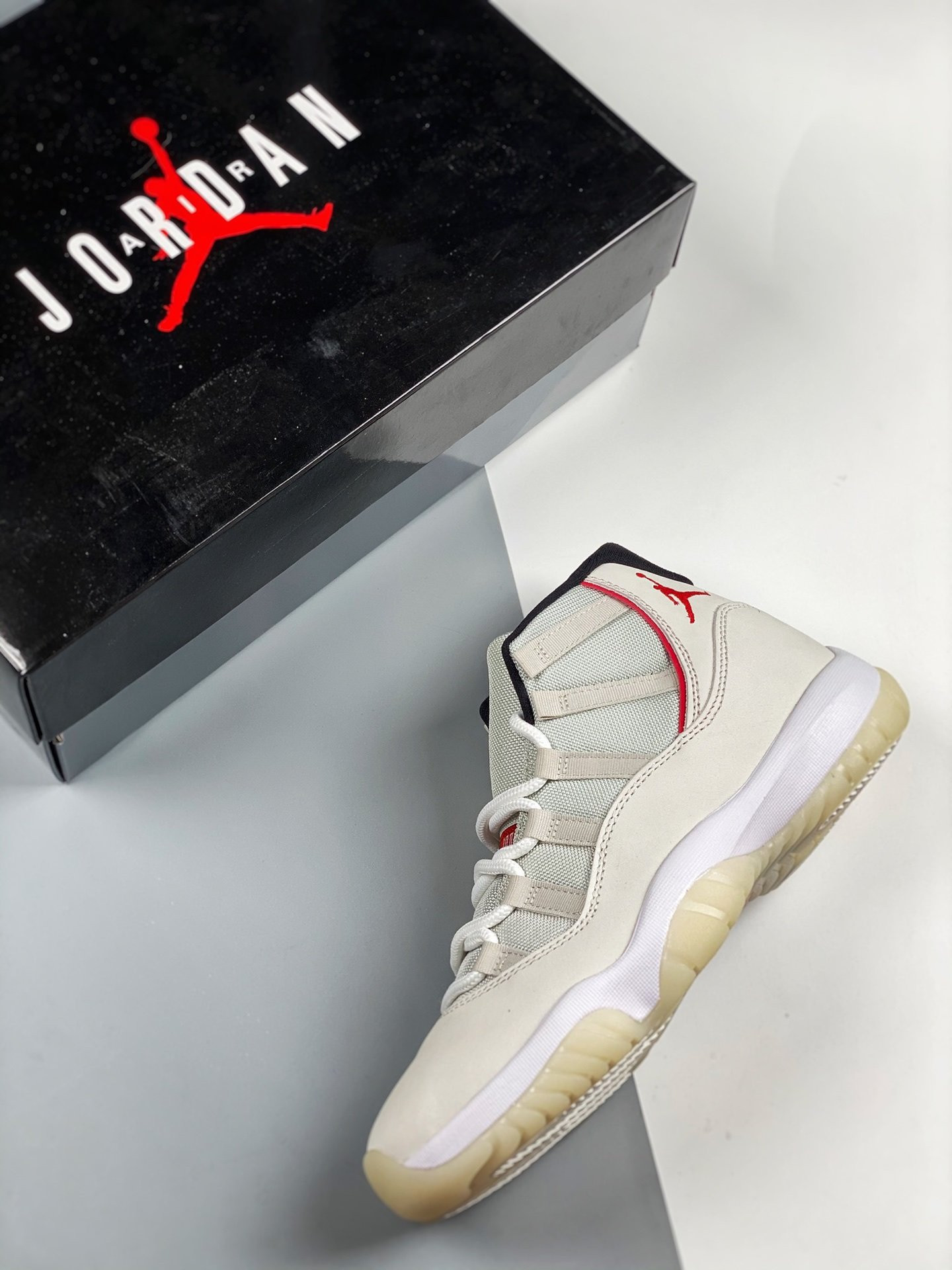 Air Jordan 11 Platinum Tint/Sail-University Red For Sale