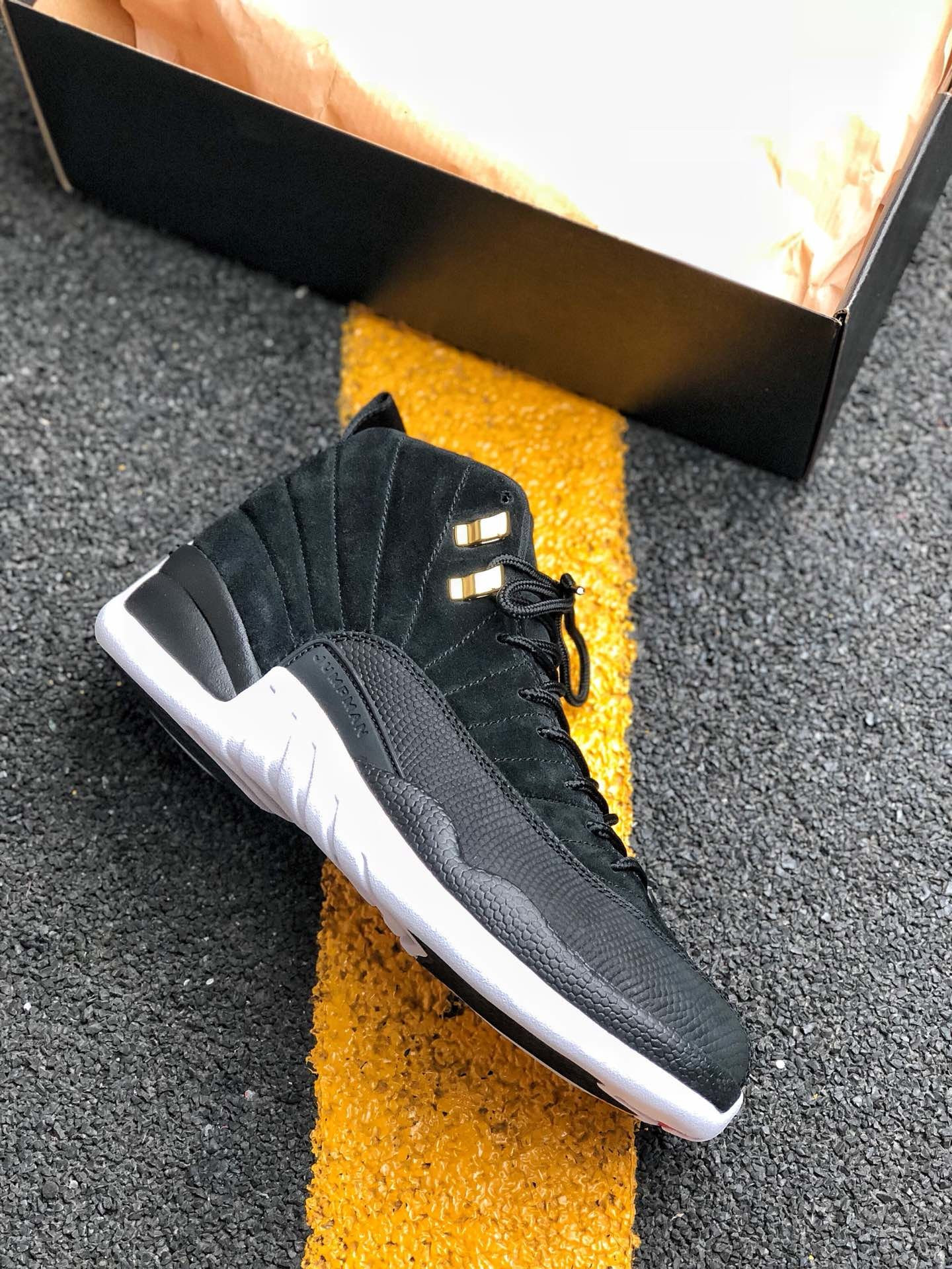 Air Jordan 12 “Reverse Taxi” Black/White-Taxi For Sale