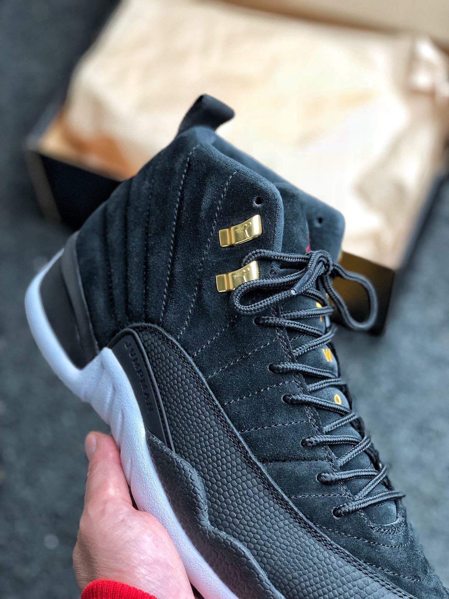 Air Jordan 12 “Reverse Taxi” Black/White-Taxi For Sale