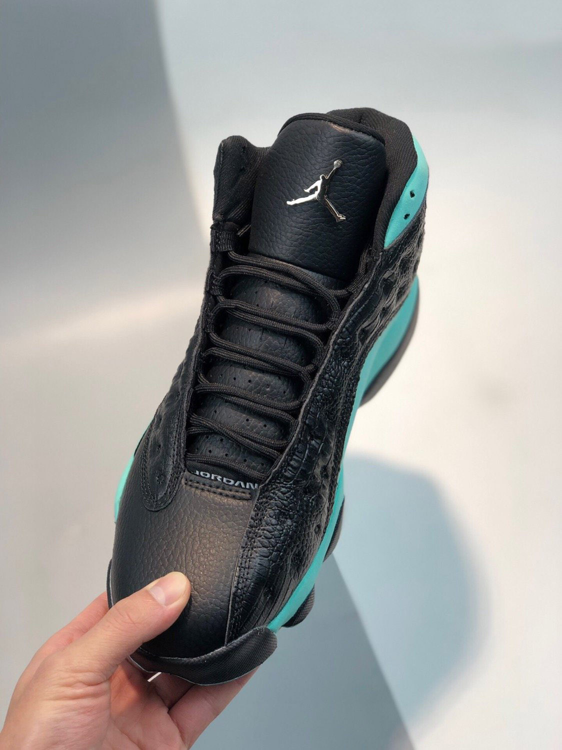 Air Jordan 13 Black/Island Green-Metallic Silver On Sale