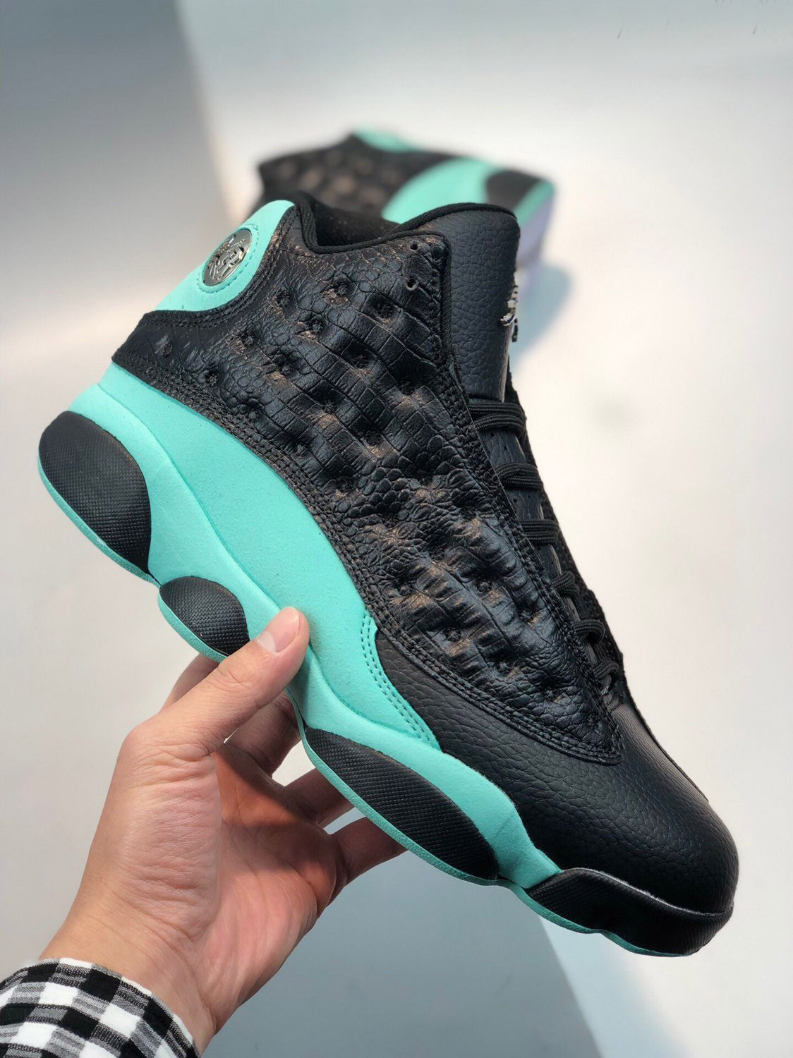 Air Jordan 13 Black/Island Green-Metallic Silver On Sale