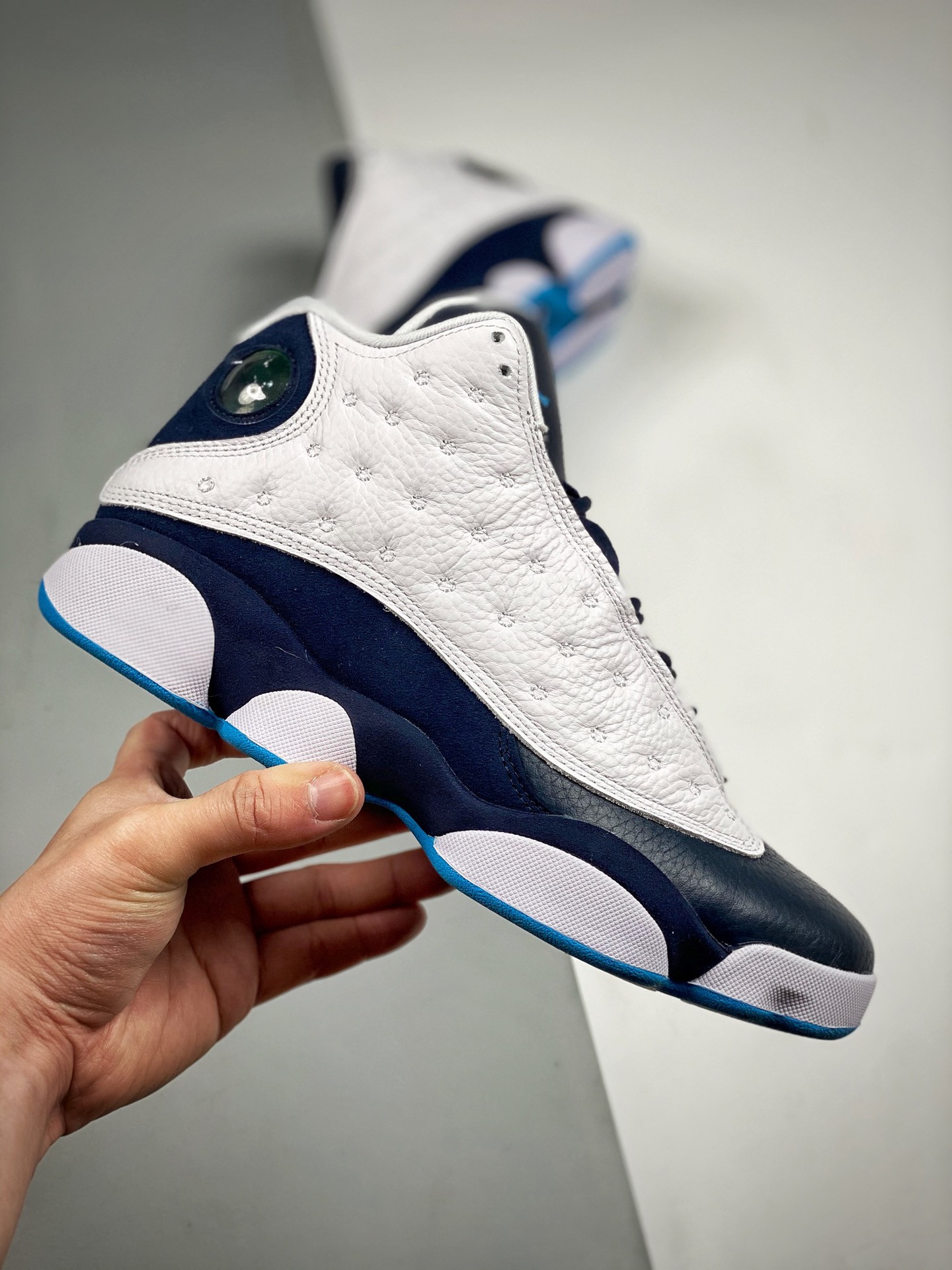 Air Jordan 13 White/Obsidian-Dark Powder Blue On Sale