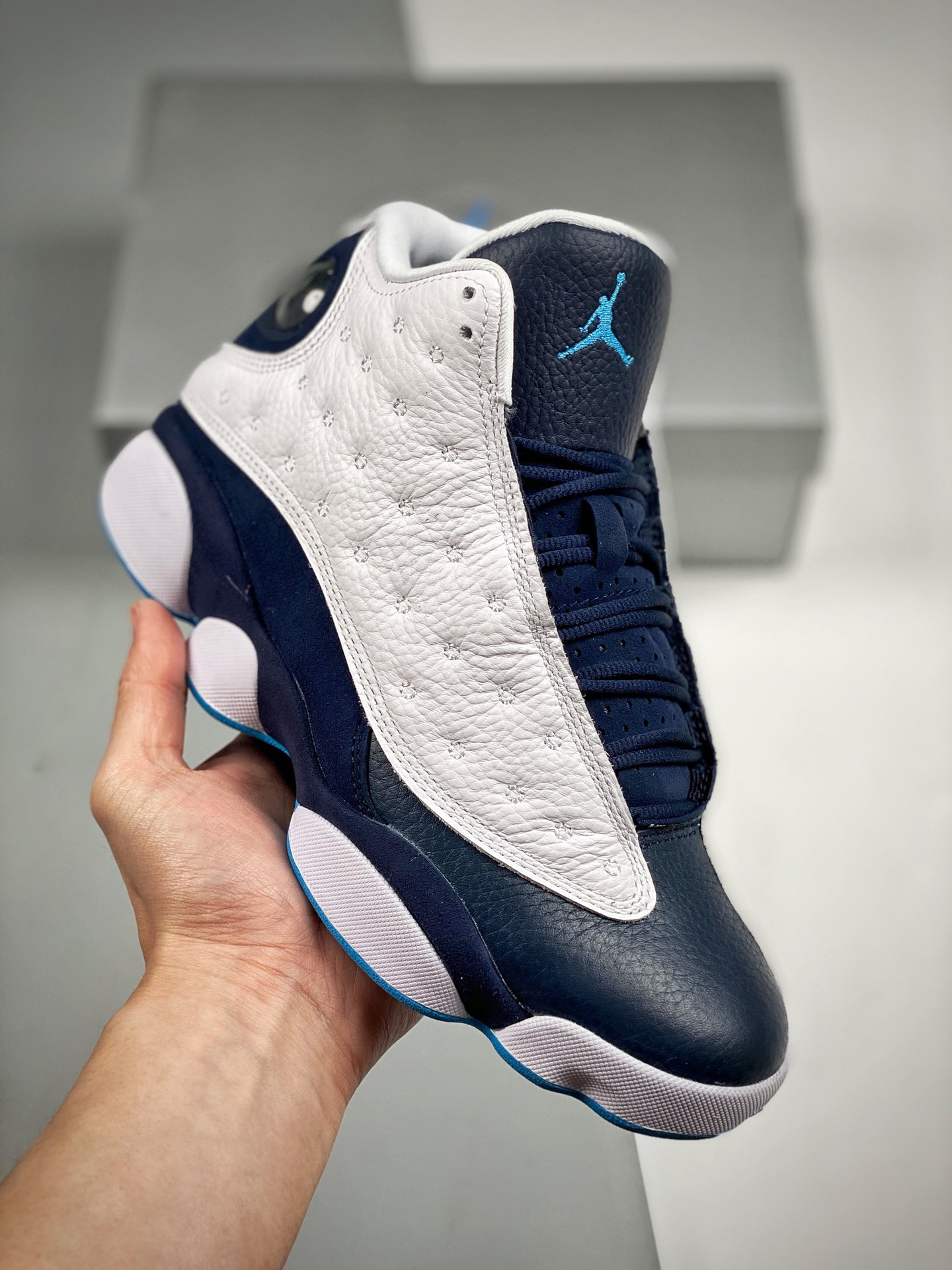 Air Jordan 13 White/Obsidian-Dark Powder Blue On Sale