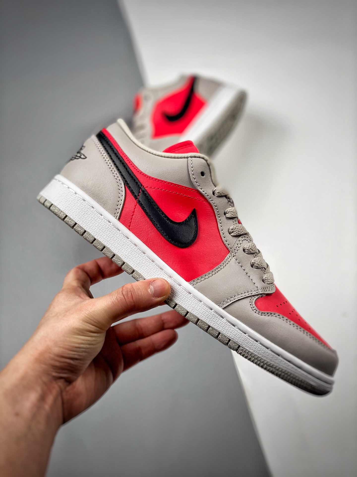 Air Jordan 1 Low Light Iron Ore/Black-Siren Red For Sale