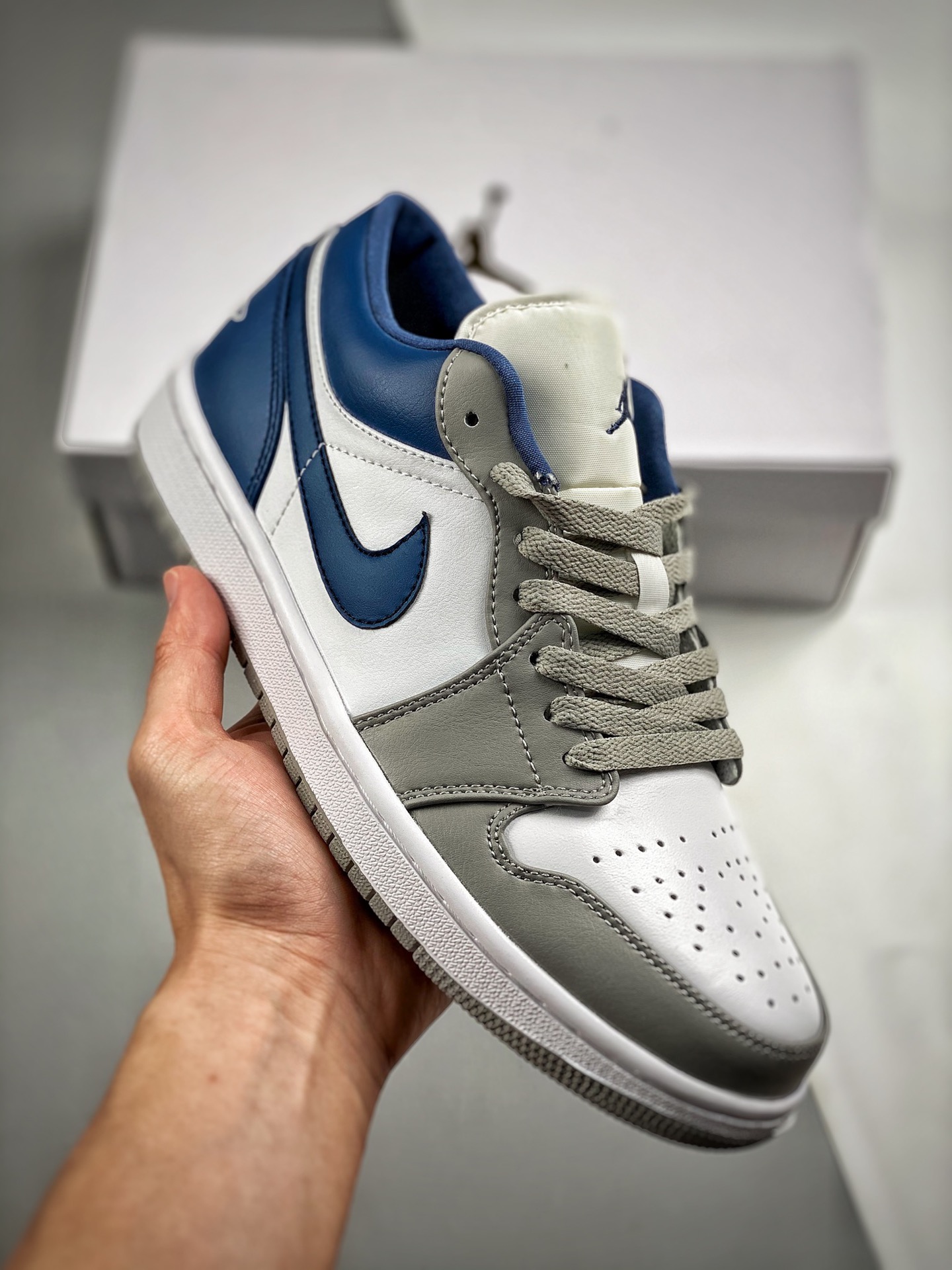 Air Jordan 1 Low White Grey Blue For Sale