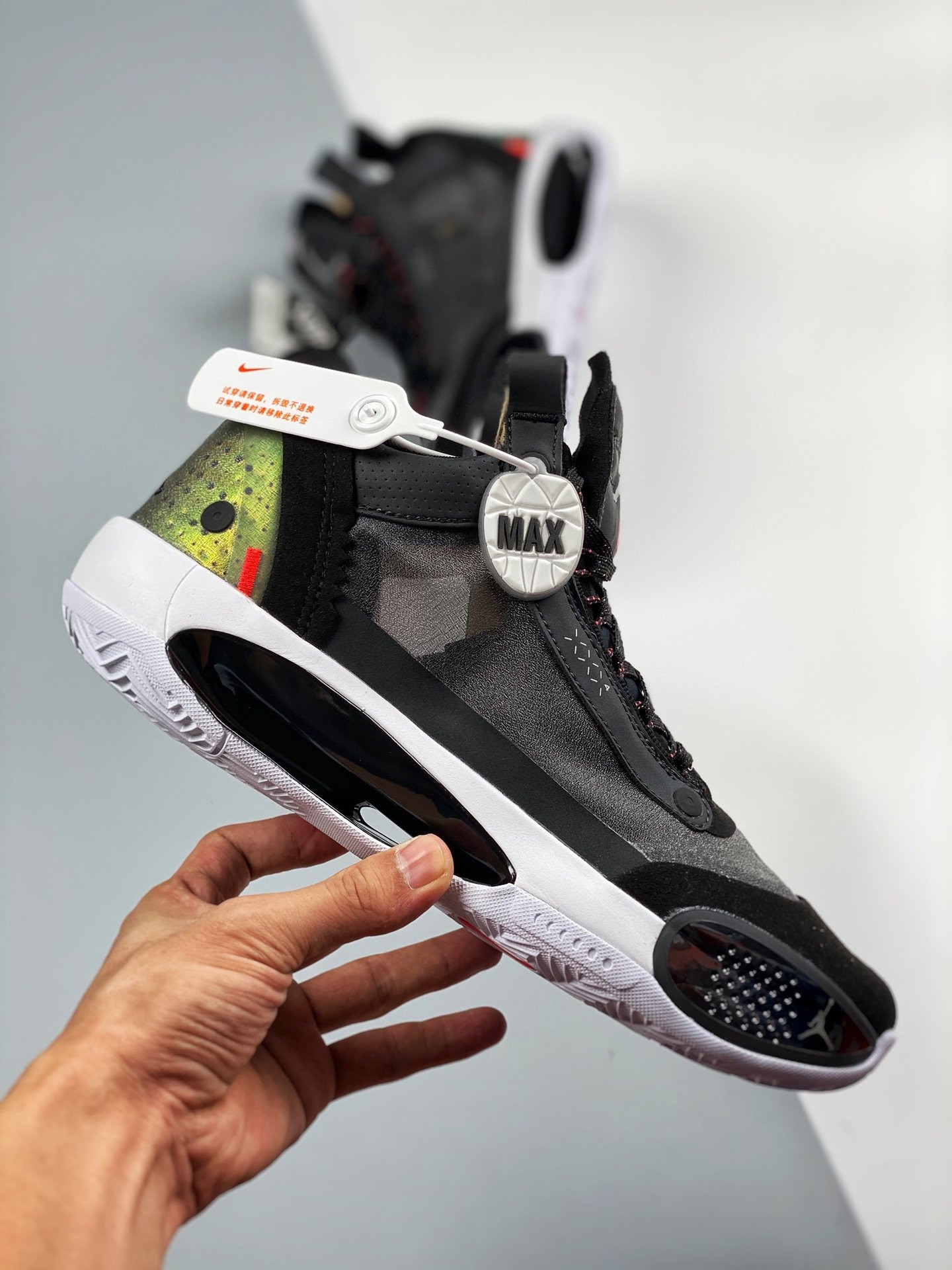Air Jordan 34 Low “Heritage” Black/Metallic Silver-White-Red Orbit