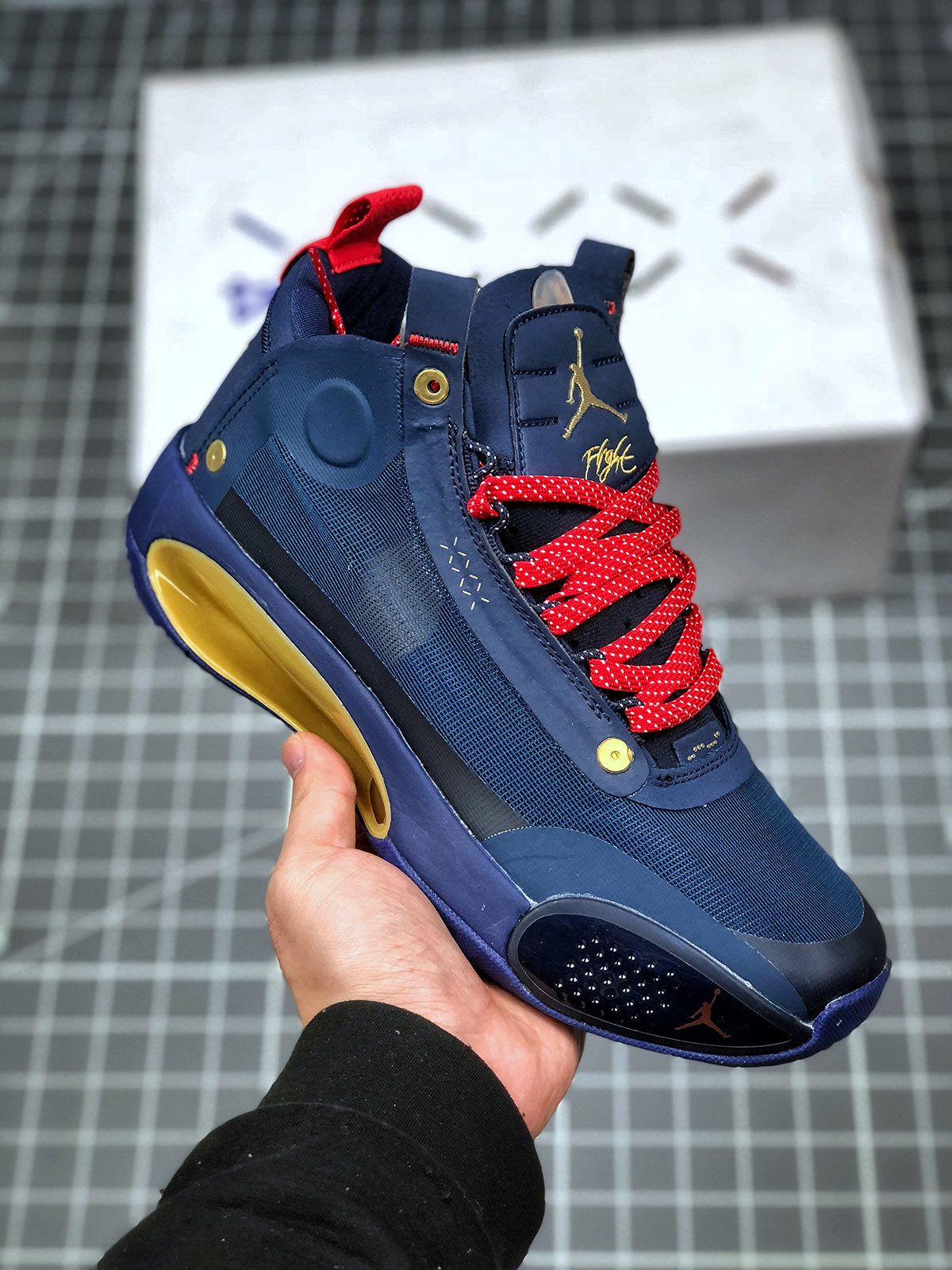 Air Jordan 34 Navy Blue/Gold On Sale