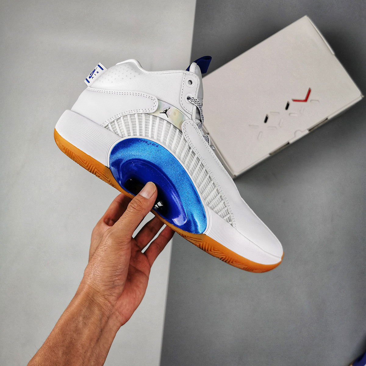 Air Jordan 35 “Sisterhood” White/Black-Hyper Royal-Gum Medium Brown