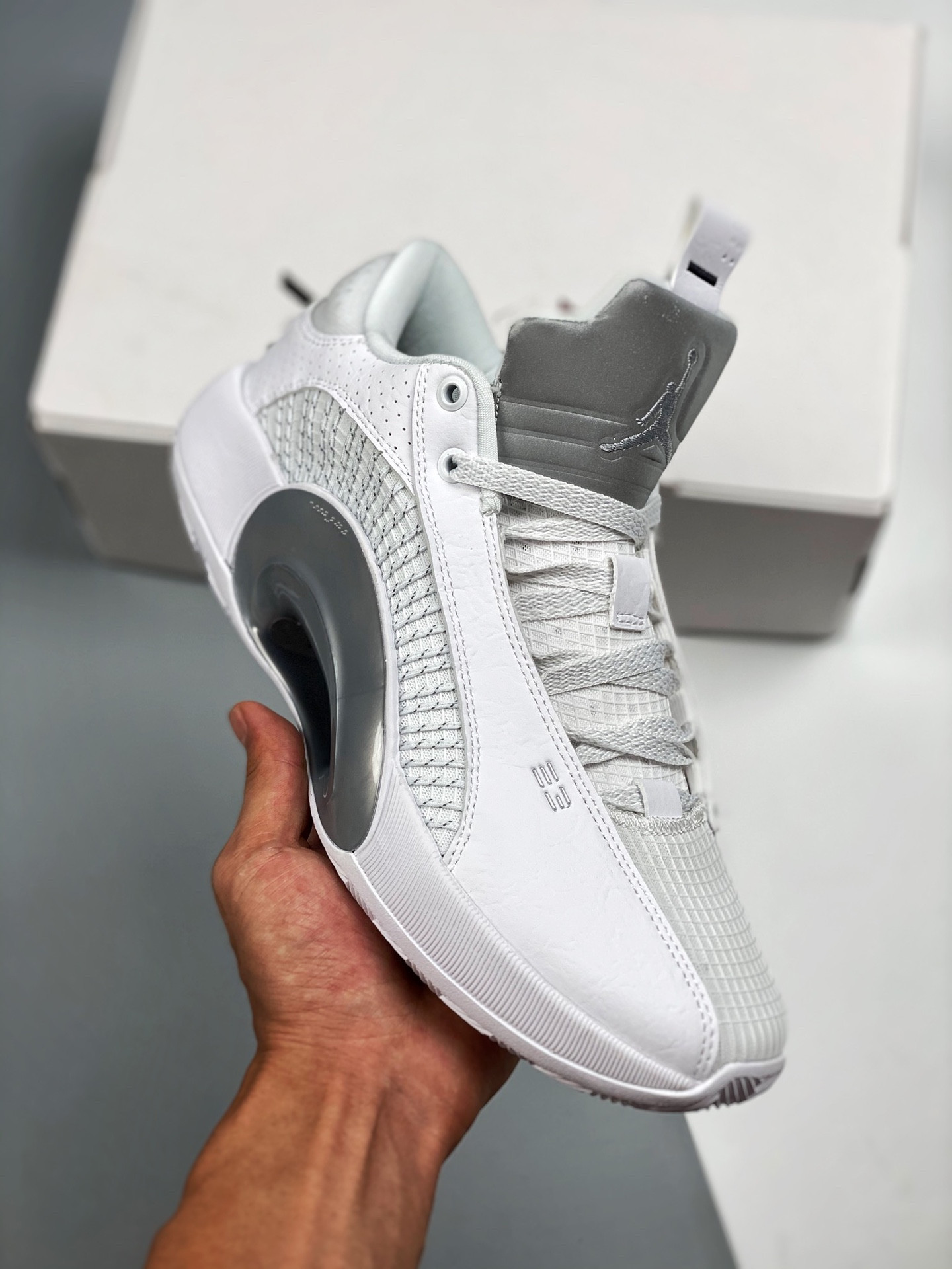 Air Jordan 35 Low White/White-Metallic Silver On Sale
