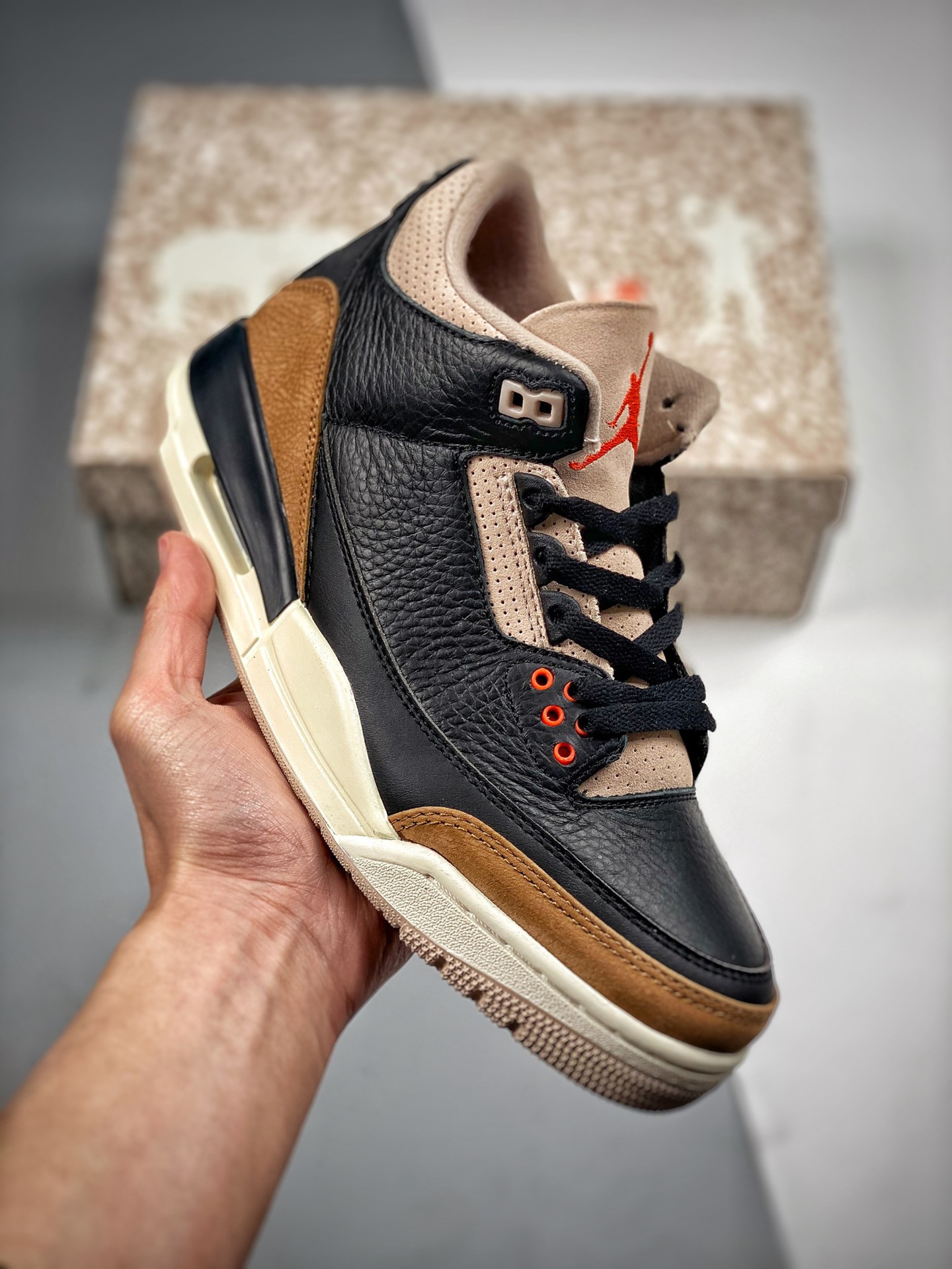 Air Jordan 3 “Desert Elephant” Black/Rush Orange /Fossil Stone/Sail For Sale