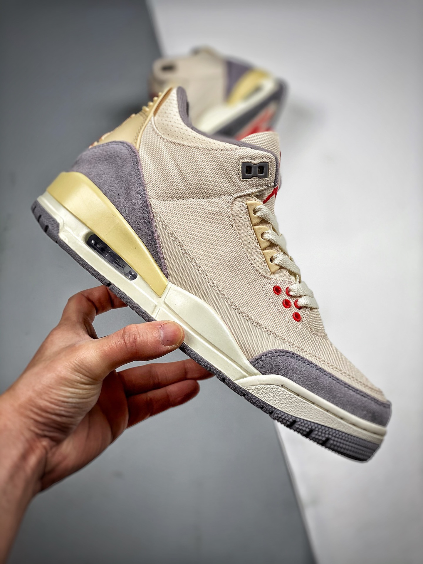 Air Jordan 3 Muslin/University Red-Cement Grey-Sail For Sale