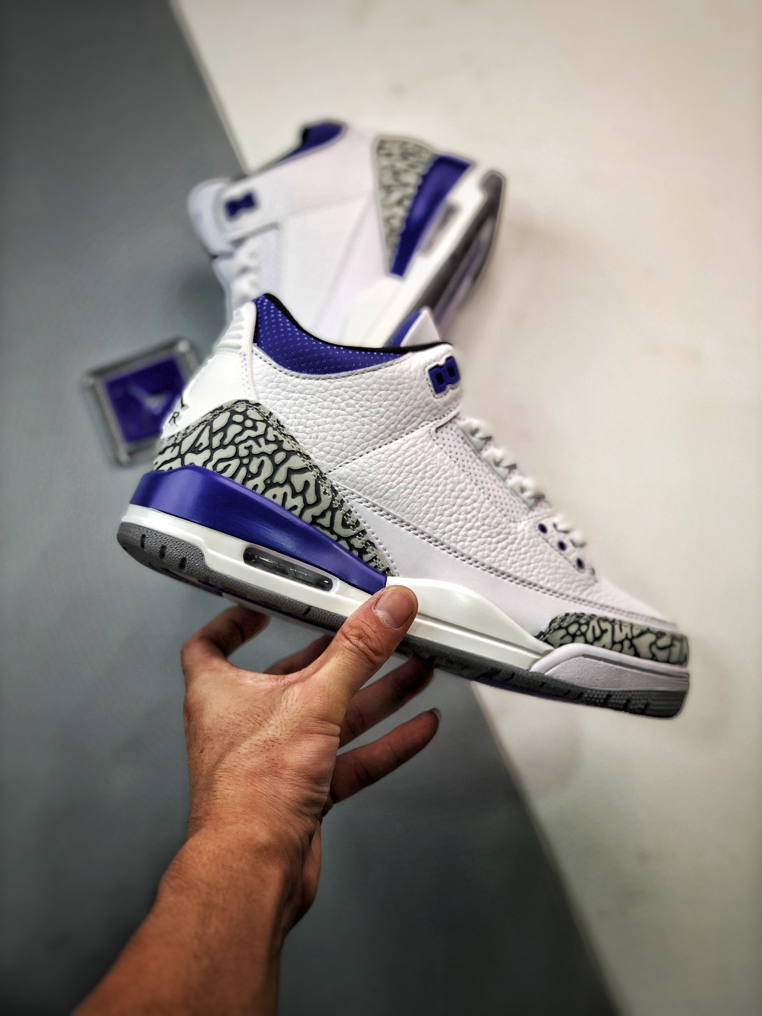 Air Jordan 3 White/Black-Dark Iris-Cement Grey For Sale