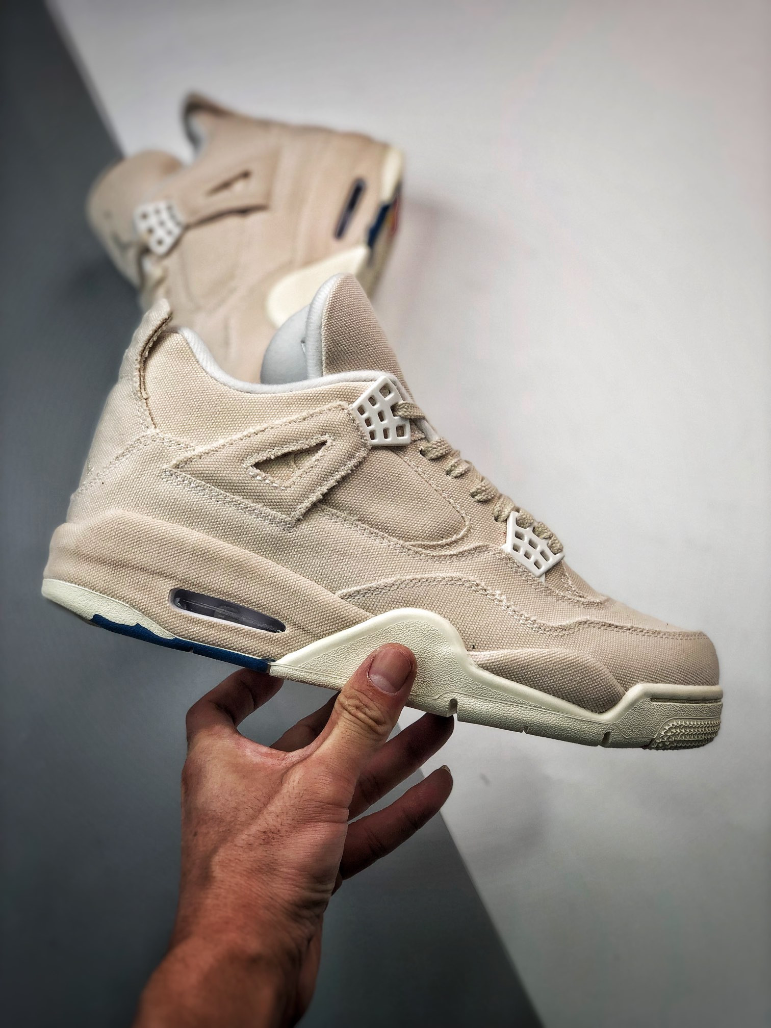 Air Jordan 4 “Canvas” Sail/Cement Grey-Fire Red For Sale