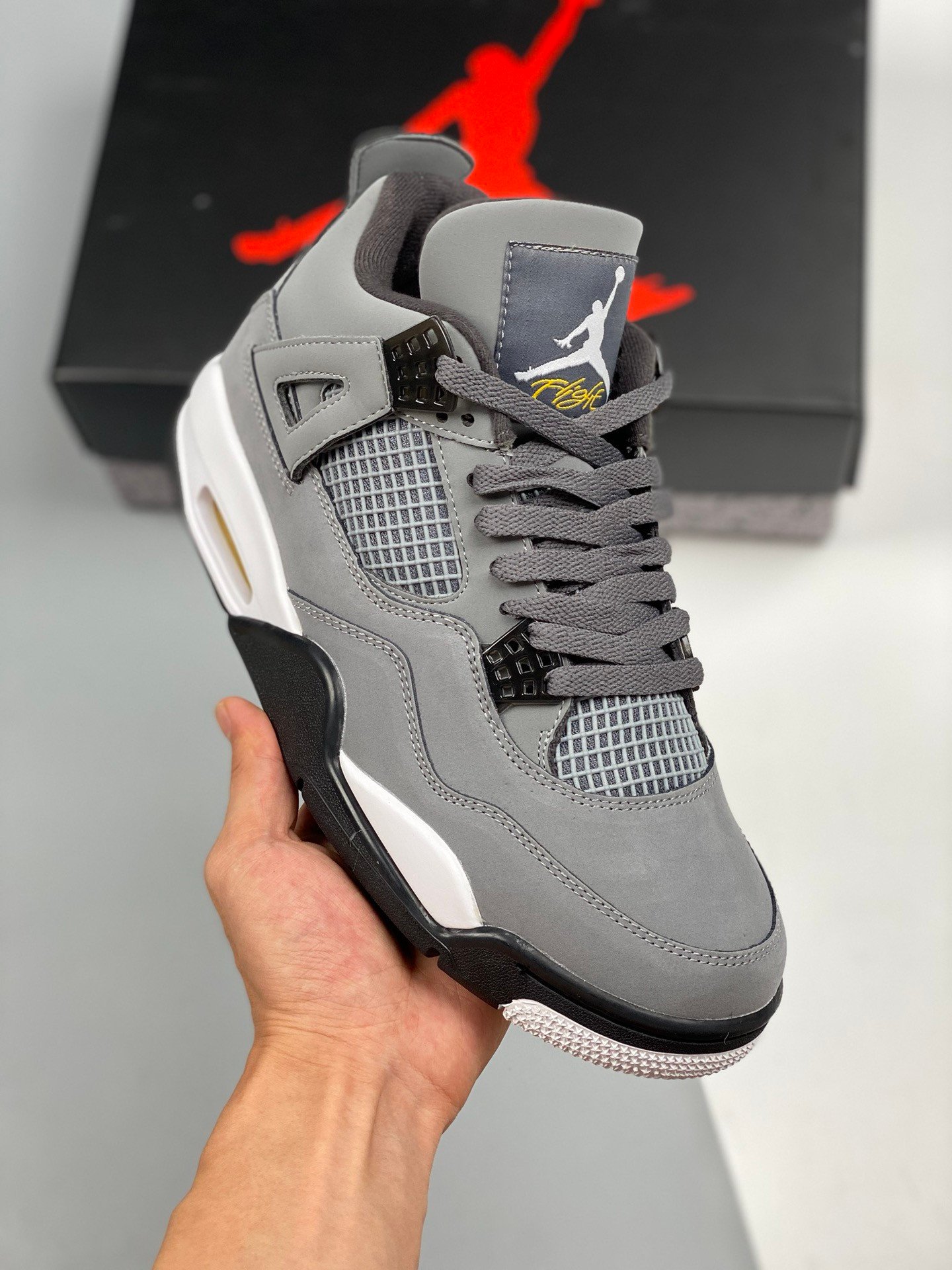 Air Jordan 4 Retro Cool Grey/Chrome-Dark Charcoal-Varsity Maize For Sale