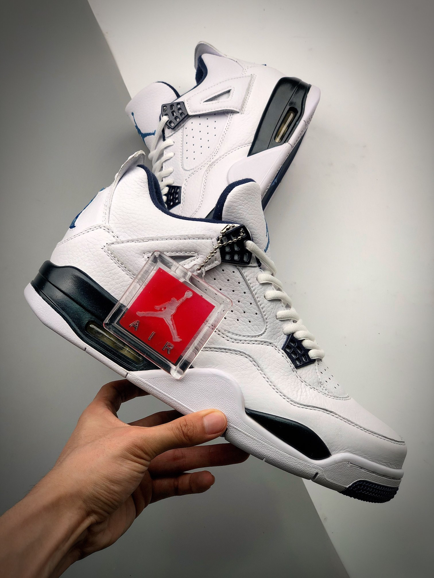 Air Jordan 4 Retro White/Legend Blue-Midnight Navy For Sale