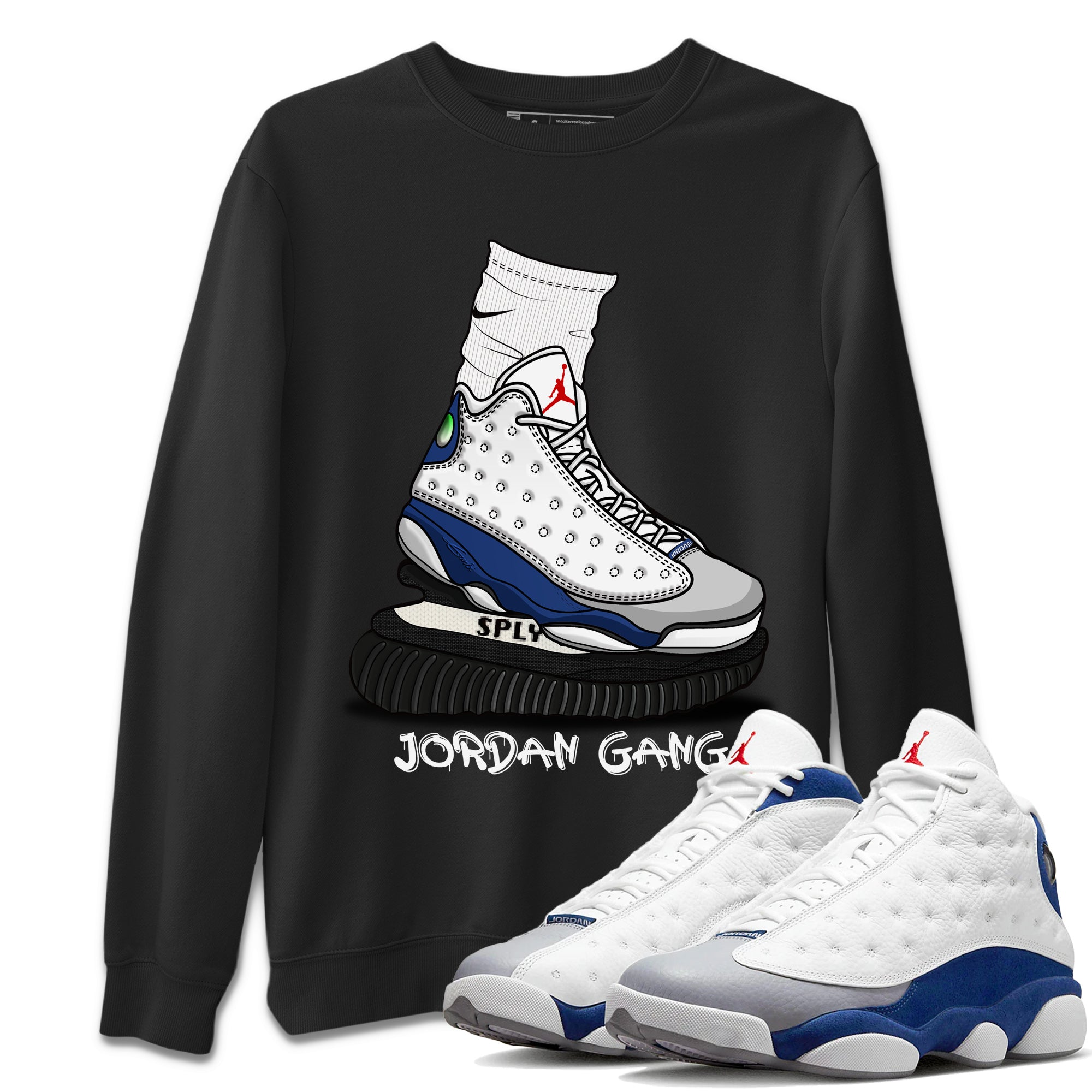 Air Jordan Gang Unisex Sweater – Air Jordan 13 French Blue, Sneakers Matching Sweater