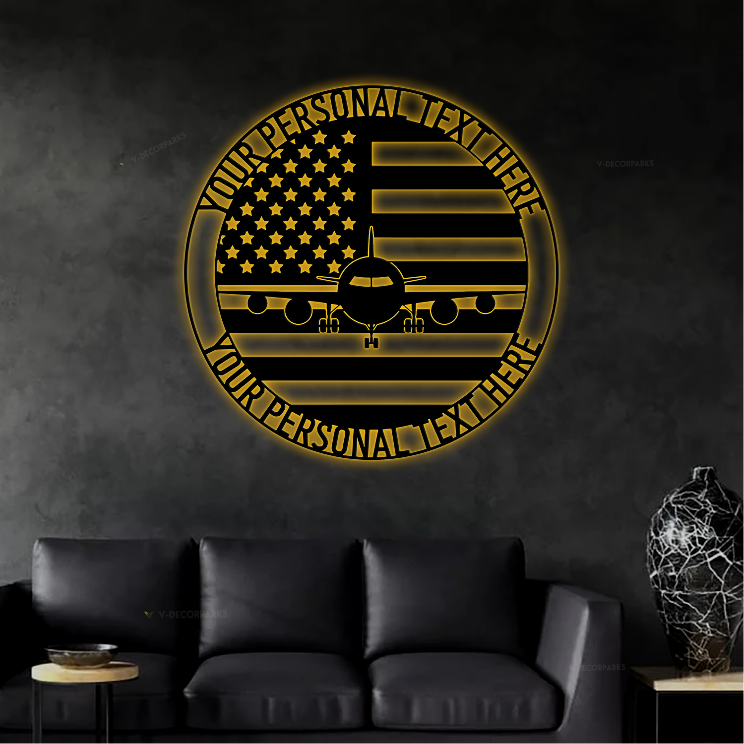 Airplane Boeing 747 Personalized Metal Sign With Led Lights, Custom Pilot Name Airplane Steel Sign Gift, Unique Personalizable Pilot Monogram Gift