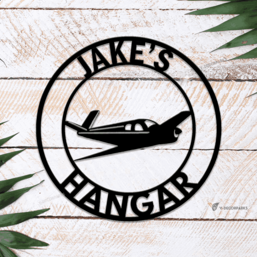 Airplane Hangar Sign With Led Lights, Personalized Pilot Name Sign, Custom Aviation Lover, Man Cave Sign, Airplane Sign, Personali