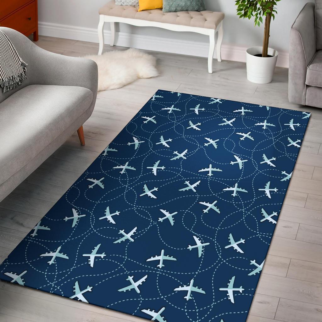 Airplane Print Pattern Area Limited Edition Rectangle Rug