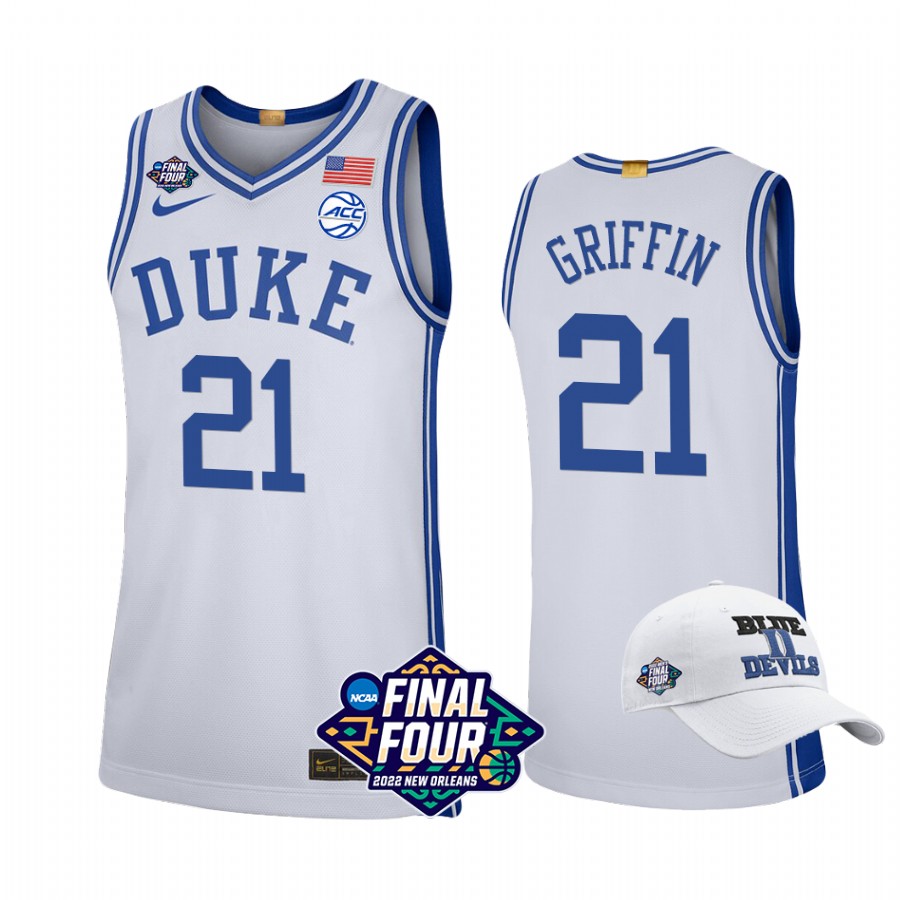 AJ Griffin Duke Blue Devils White Jersey 2022 March Madness Final Four Free Hat