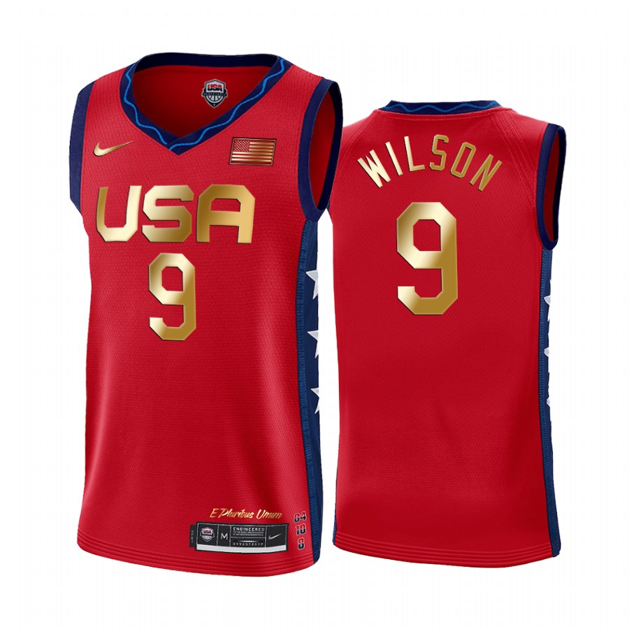 A'ja Wilson USA Women's #9 Red 2021 Olympics Gold Winner 7 Consecutive Jersey