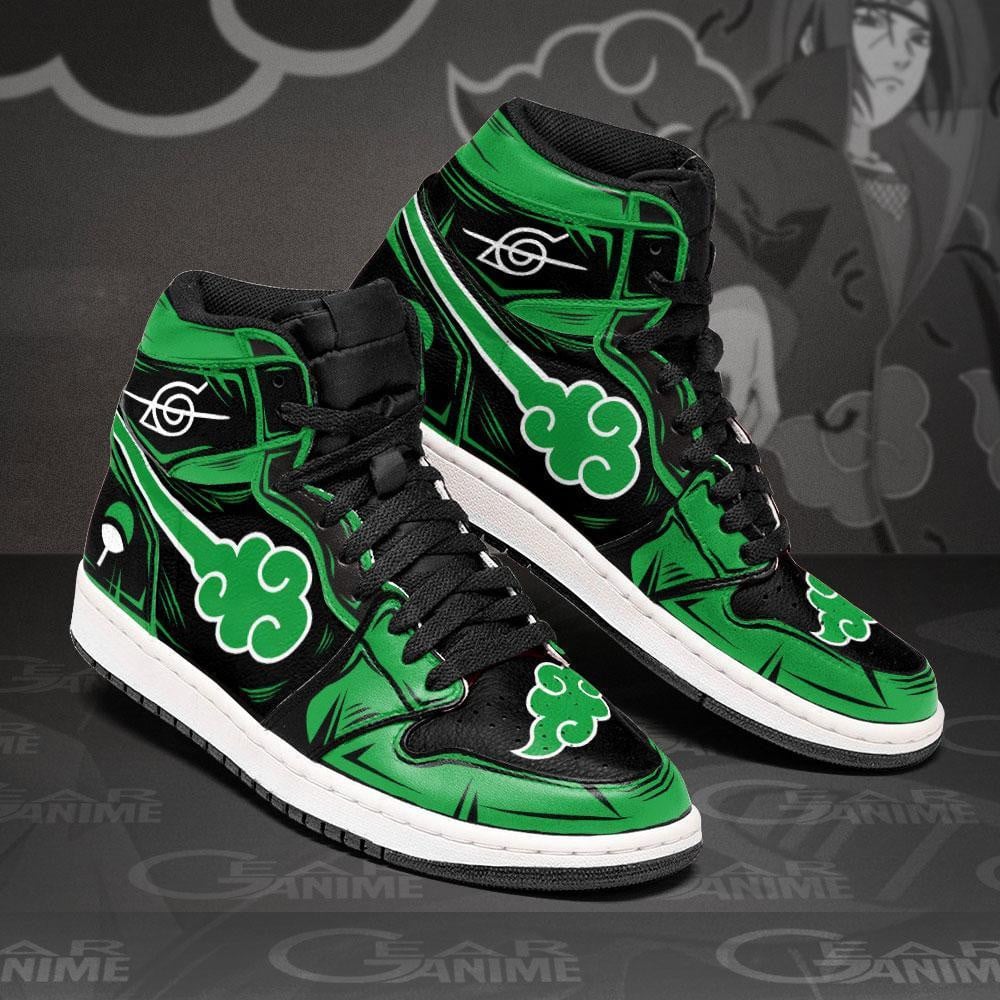 Akatsuki (AKT) JD1s Sneakers Green Anime Shoes, Air Jordan Hightop