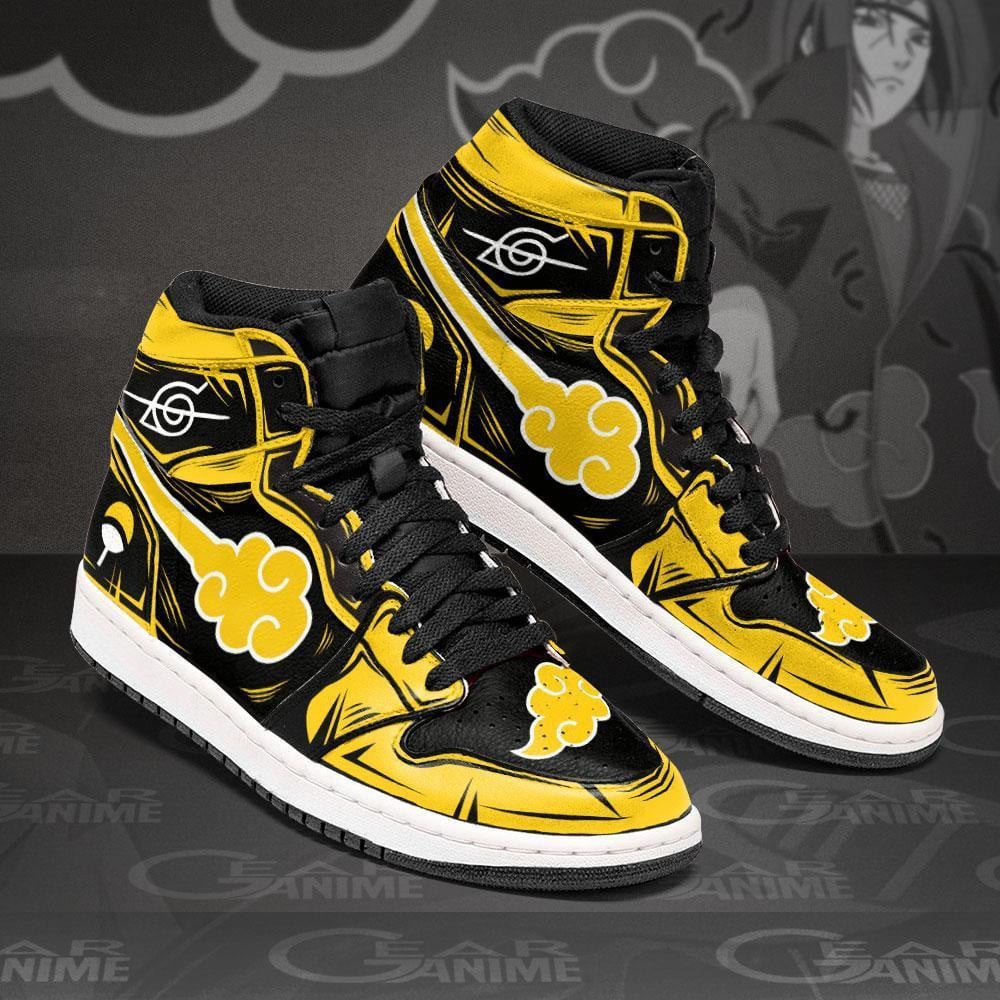 Akatsuki (AKT) JD1s Sneakers Yellow Anime Shoes, Air Jordan Hightop